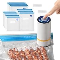 Portable Vacuum Sealer Set, Geliking Food Vacuum Sealer Machine Rechargeable Handheld Vacuum Sealer for Food with 10 Reusable Sous Vide Bags for Food Storage Sous Vide Cooking — Vacuum Sealers deal