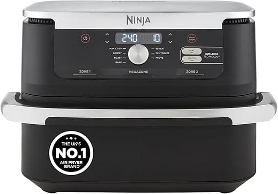 Ninja Foodi FlexDrawer Air Fryer, Dual Zone with Removable Divider, Large 10.4L Drawer, 7-in-1, Air-Fryer Uses No Oil, Air Fry, Roast, Bake, Max Crisp, Non-Stick Dishwasher Safe Parts, Black AF500UK