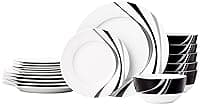 Amazon Basics 18-Piece Dinnerware Set - Swirl, Service for 6