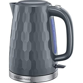 Russell Hobbs Honeycomb Electric 1.7L Cordless Kettle (Fast Boil 3KW, Grey premium plastic, matt & high gloss finish, Removable washable anti-scale filter, Push button lid, Perfect pour spout) 26053 — Kettles deal