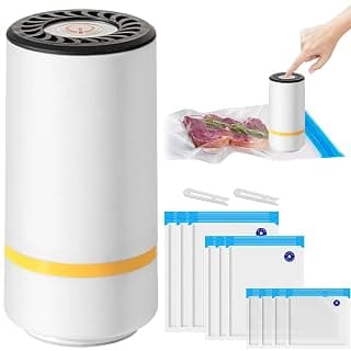 Mini Portable Food Vacuum Sealer Machine USB Rechargeable with 10 Reusable Bags, Handheld Vacuum Sealer Set for Dry or Moist Food, Compact Handy Pump for Food Storage, Sous Vide Preservation Cooking — Vacuum Sealers deal
