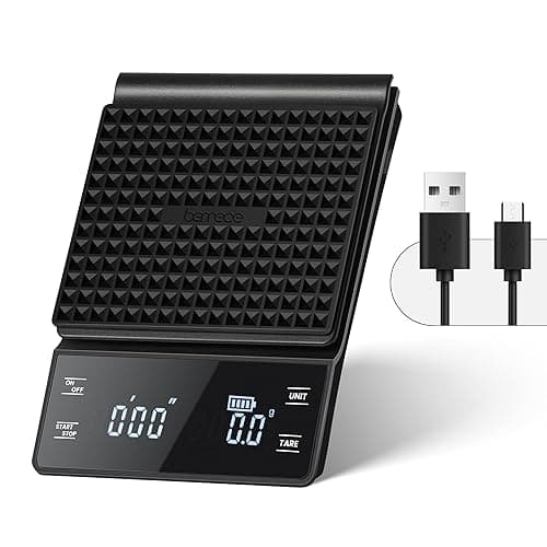 Bemece Digital Coffee Scale with Timer, 0.1g/3KG Precision,M-Grey Black - Kitchen Scales