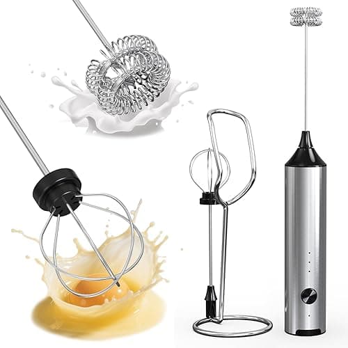 SOUTHMAN Milk Frother Handheld Foamer with Stainless Steel Stand, 3 Speeds Control, Electric Milk Frother Rechargeable Coffee Whisk, Drink Mixer for Cappuccino, Latte - Coffee Tea Accessories