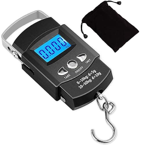 Kinstecks 110lb/50kg Fish Scales Backlit LCD Portable Electronic Balance Digital Fishing Scale Hanging Scale with Measuring Tape Ruler for Hunting Fishing Postal Kitchen - Kitchen Scales