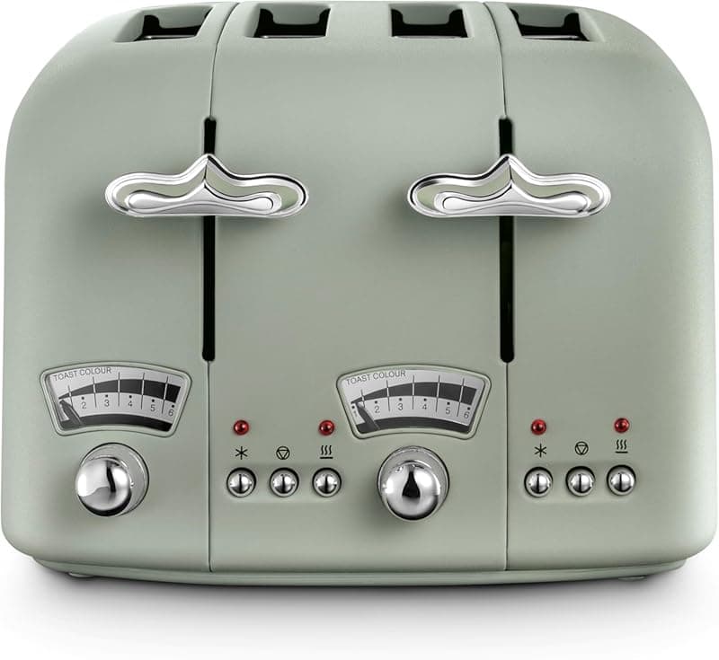 De'Longhi Argento Flora CT04.GR 4 Slice Toaster - Peppermint Green - Toasters