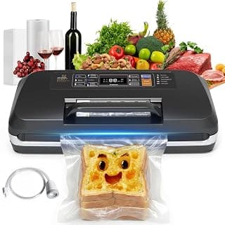 95KPa Powerful Vacuum Sealer Machine, 12-in-1 High-Speed Food Sealer, Dry&Moist Modes Smart Suction Vacuum Machine, Built-in Cutter, Easy-Lock Handle, Double Heat Seal, 1 Roll&10 Bags — Vacuum Sealers deal