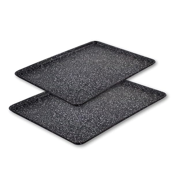 Scoville Xtra 31cm & 35cm Baking Tray Set, Set of 2 Non Stick Baking Trays, NEVERSTICK Coated, Baking Trays for Oven, Oven Safe to 260°C, Easy to Clean, Dishwasher Safe, PFOA Free, Aluminium, Black — Bakeware deal