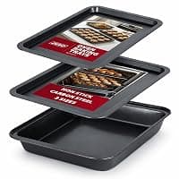 ZENO Baking Trays for Oven Non Stick - 3 Set | Baking Trays for Oven | Cooking Tray for Ovens | Durable Carbon Steel Pan | Non-Stick Coating | Cooking and Roasting | Dishwasher Safe — Bakeware deal