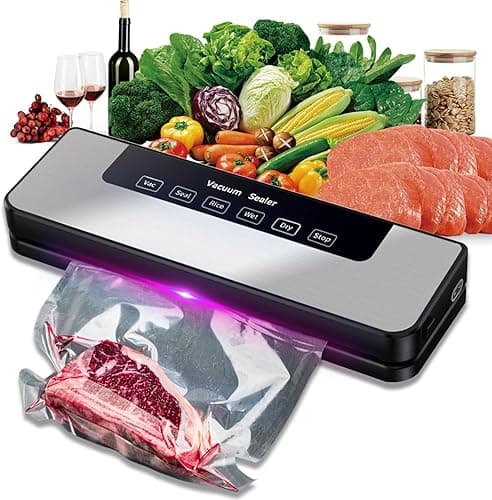 Mingfuxin Vacuum Sealer Machine, 6-in-1 Food Vacuum Sealer Machine with 65 KPA Powerful Suction, Multi-function Food Sealer for Dry & Moist Food Fresh Preservation with 10Pcs Vacuum Sealers Bags - Vacuum Sealers