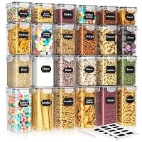 SavvyStor 24 PCS Food Storage Containers, Kitchen Storage, 33.6L BPA Free Pantry Organizers and Storage Plastic Leak-Proof Canisters for Cereal Dry Food, Flour and Sugar Includes 24 Labels & 1 Marker — Kitchen Storage deal